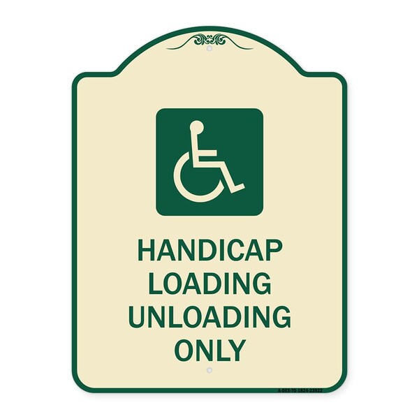 Signmission Handicap Loading Unloading W/ Handicap Heavy-Gauge Aluminum Sign, 24" x 18", TG-1824-23922 A-DES-TG-1824-23922 - main
